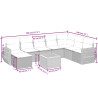 9 pcs conjunto sofás p/ jardim com almofadões vime PE cinzento 3