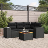 Set de muebles de jardín 5 pzas y cojines ratán sintético negro 1