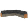 Set de muebles de jardín 9 pzas y cojines ratán sintético gris 2