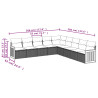 9 pcs conjunto sofás p/ jardim com almofadões vime PE cinzento 3