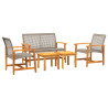 5 pcs conj. lounge para jardim vime PE e madeira acácia cinza 2