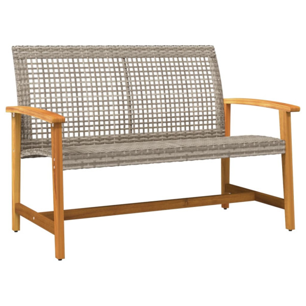 5 pcs conj. lounge para jardim vime PE e madeira acácia cinza M 4