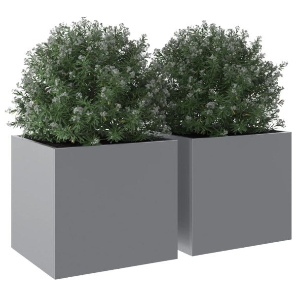 Jardineras 2 unidades acero corten plateado 32x30x29 cm M 4