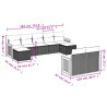 Set de muebles de jardín 9 pzas y cojines ratán sintético gris 3