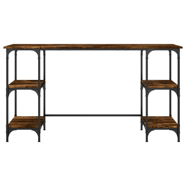 Escritorio metal madera ingeniería roble ahumado 140x50x75 cm M 5