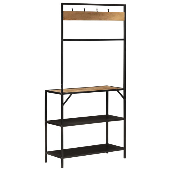 Perchero madera maciza mango y hierro 90x35x180 cm M 4