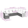 Set de muebles de jardín 6 pzas y cojines ratán sintético gris 3