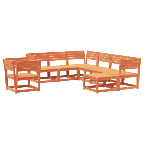 8 pcs conjunto lounge de jardim pinho maciço castanho-mel M 2
