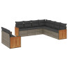 Set de muebles de jardín 9 pzas y cojines ratán sintético gris 2