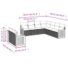 9 pcs conjunto sofás p/ jardim com almofadões vime PE cinzento 3