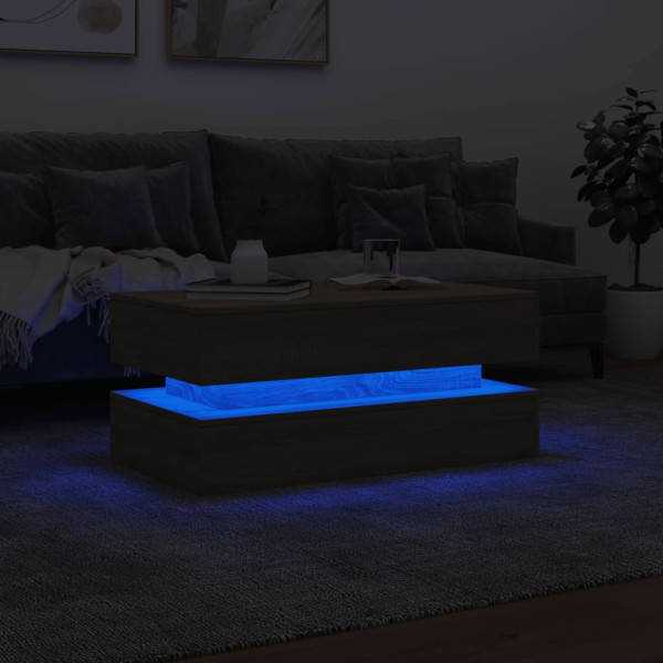 Mesa de centro con luces LED roble Sonoma 90x50x40 cm M 5
