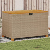 Caja de almacenaje jardín madera acacia ratán beige 110x55x63cm 1