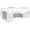 6 pcs conjunto sofás de jardim com almofadões vime cinzento 3