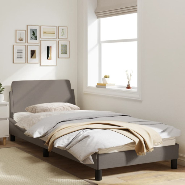 Estructura de cama con cabecero de tela gris taupe 90x200 cm M 3