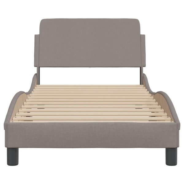Estructura de cama con cabecero de tela gris taupe 90x200 cm M 4