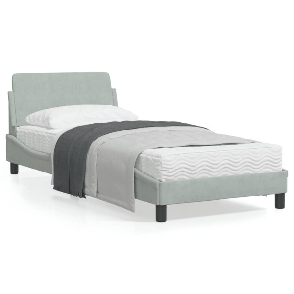 Estructura de cama con cabecero terciopelo gris claro 80x200 cm D