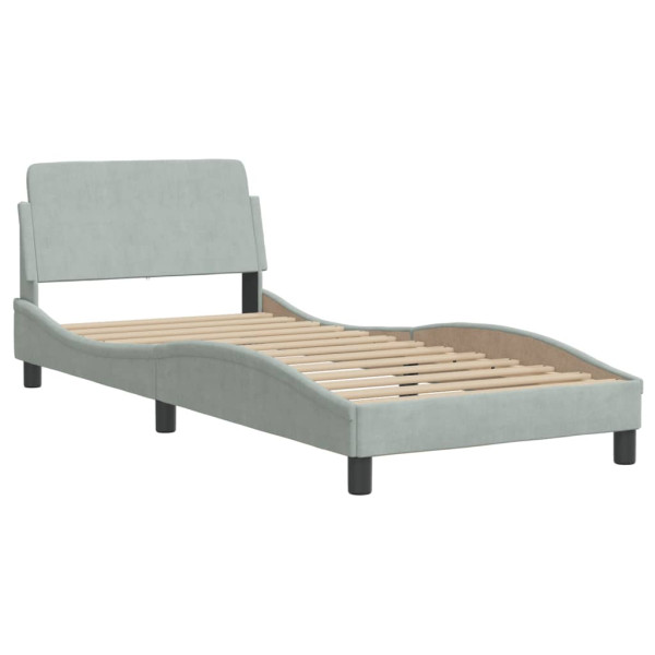 Estructura de cama con cabecero terciopelo gris claro 80x200 cm M 2