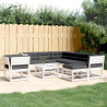 Set muebles jardín con cojines 8 pzas madera maciza pino blanco 1
