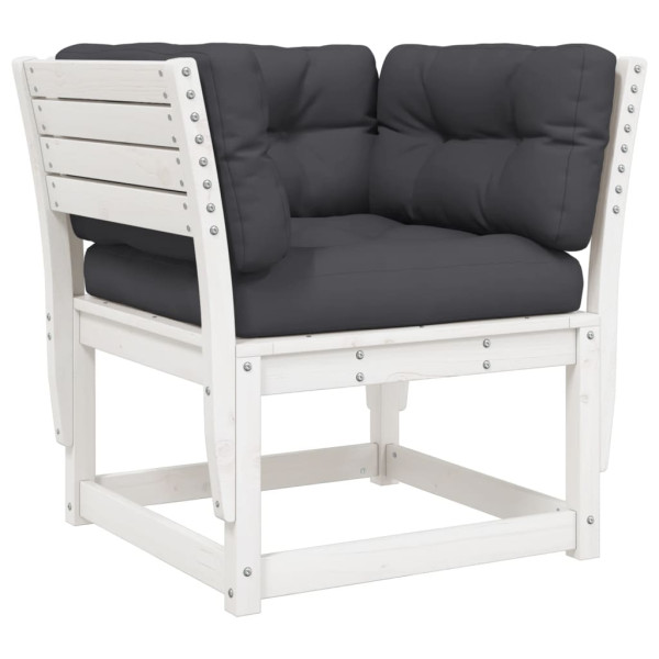 8 pcs conj. lounge de jardim c/ almofadões pinho maciço branco M 3