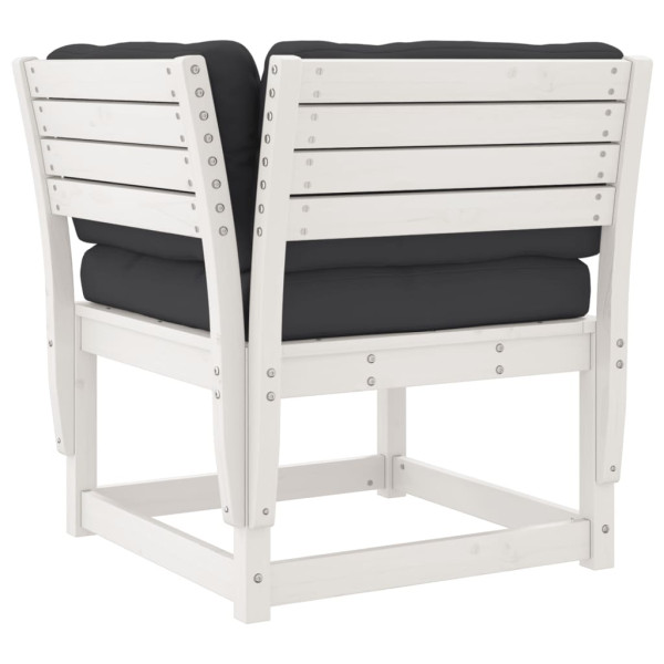 8 pcs conj. lounge de jardim c/ almofadões pinho maciço branco M 5