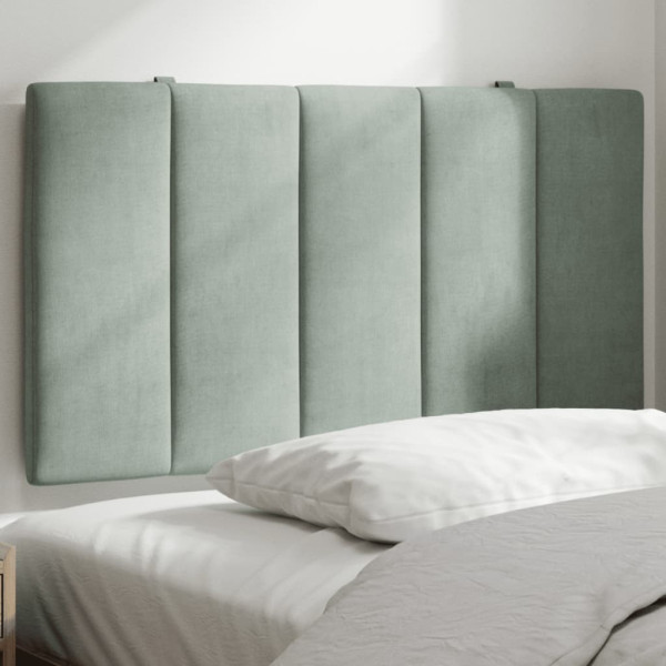 Cabecero de cama acolchado terciopelo gris claro 90 cm D