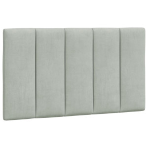 Cabecero de cama acolchado terciopelo gris claro 90 cm H