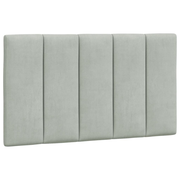Cabecero de cama acolchado terciopelo gris claro 90 cm M 2