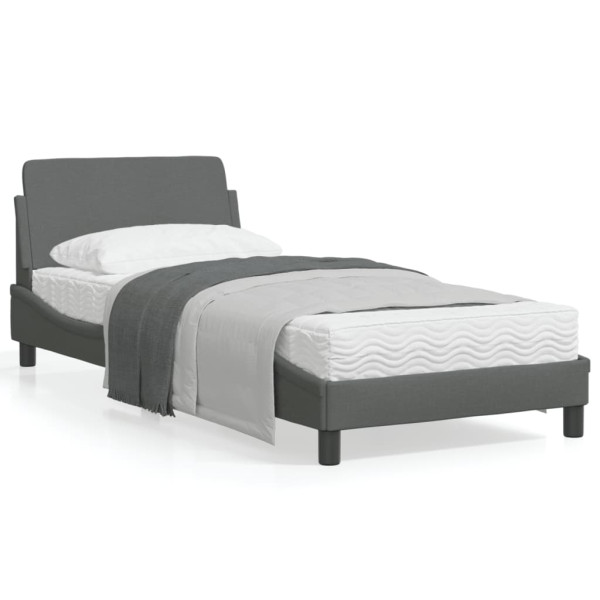 Estructura de cama con cabecero de tela gris oscuro 80x200 cm D