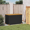 Caja de almacenaje jardín madera acacia ratán negro 110x55x63cm 3