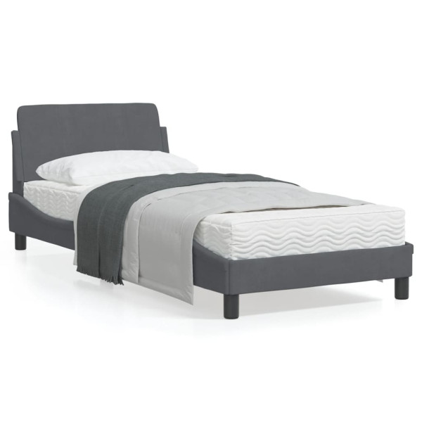 Estructura de cama con cabecero terciopelo gris oscuro 90x190cm D