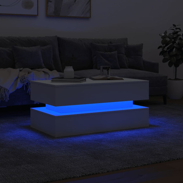 Mesa de centro com luzes LED 90x50x40 cm branco M 5