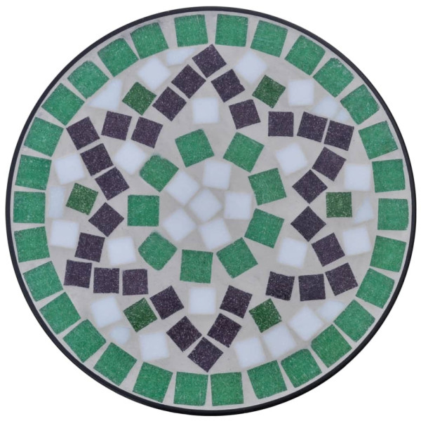 Mesa de apoio para plantas em mosaico verde e branco M 3