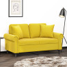 Sofá 2 lugares c/ almofadas decorativas 120 cm veludo amarelo 1