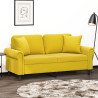 Sofá 2 lugares c/ almofadas decorativas 140 cm veludo amarelo 1