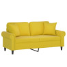 Sofá 2 lugares c/ almofadas decorativas 140 cm veludo amarelo 3