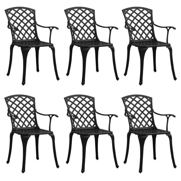Cadeiras de jardim 6 pcs alumínio fundido preto M 2