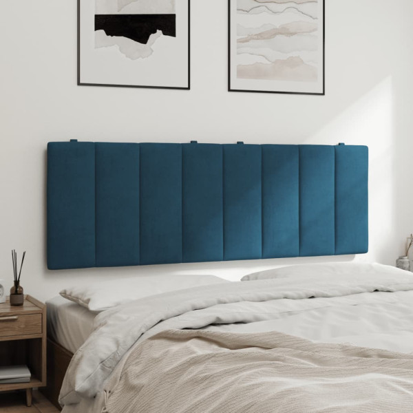 Cabecero de cama acolchado terciopelo azul 140 cm M 4