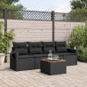 5 pcs conjunto sofás de jardim com almofadões vime PE preto 1