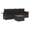 Set de muebles de jardín 5 pzas y cojines ratán sintético negro 2