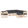 Muebles de jardín 8 pzas y cojines madera maciza pino 2