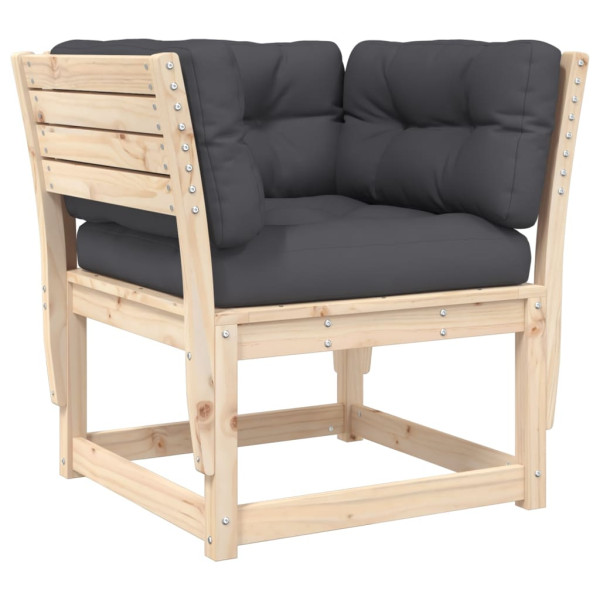 Muebles de jardín 8 pzas y cojines madera maciza pino M 3