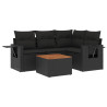 Set de muebles de jardín 5 pzas y cojines ratán sintético negro 2