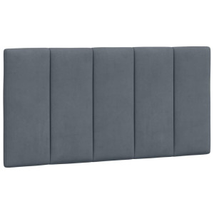 Cabecero de cama acolchado terciopelo gris oscuro 100 cm H