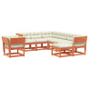 Set muebles jardín 8 pzas con cojines madera pino marrón cera 2
