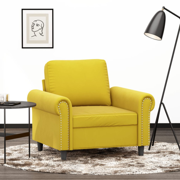 Sillón de terciopelo amarillo 60 cm D