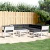8 pcs conj. lounge de jardim c/ almofadões pinho maciço branco 1
