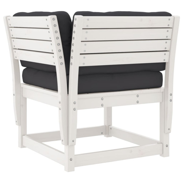 Set muebles jardín con cojines 8 pzas madera maciza pino blanco M 5