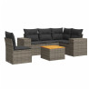 Set de muebles de jardín 6 pzas y cojines ratán sintético gris 2
