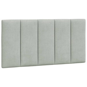 Cabecero de cama acolchado terciopelo gris claro 100 cm H
