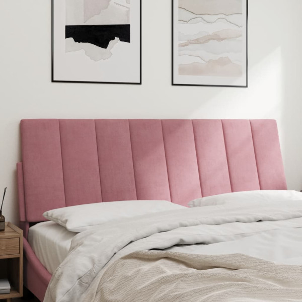 Cabecero de cama acolchado terciopelo rosa 140 cm M 3
